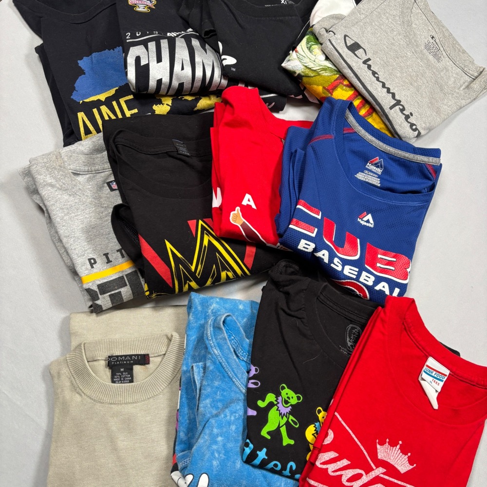 Men's Graphic T Shirt Lot 13 Pc Mixed Brands Sports Beer Music Size M L XL